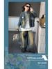 2025 Girls' Autumn Streetwear Outfit: Distressed Denim Jacket & Scimitar Pants Set