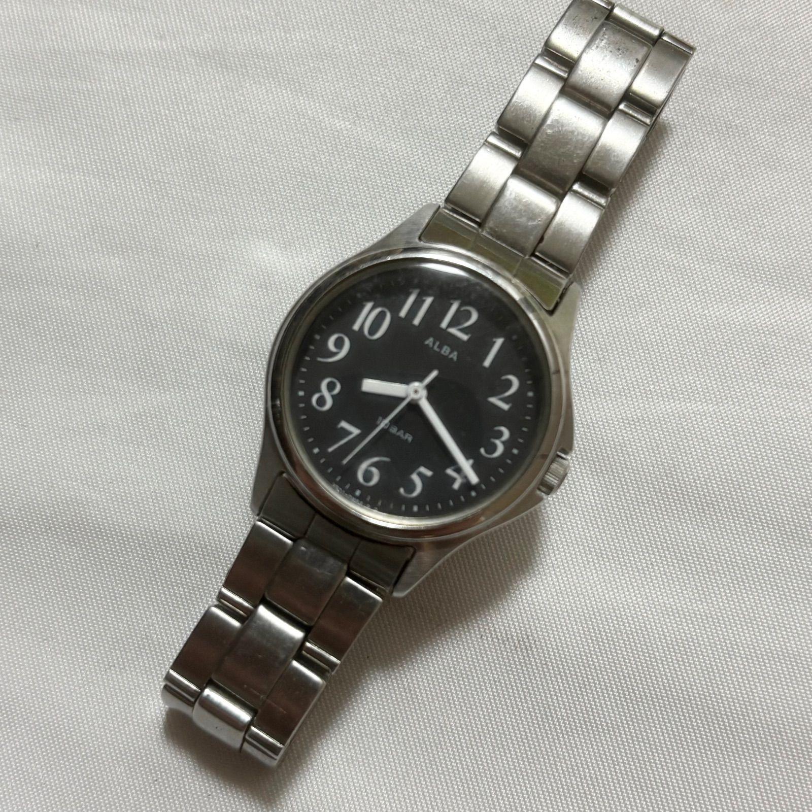 [Free Shipping] SEIKO/SEIKO/ALBA/Alba/V501-0ED0/Quartz watch/Black x Silver/Out of battery/Operation not confirmed/Used item/Junk item