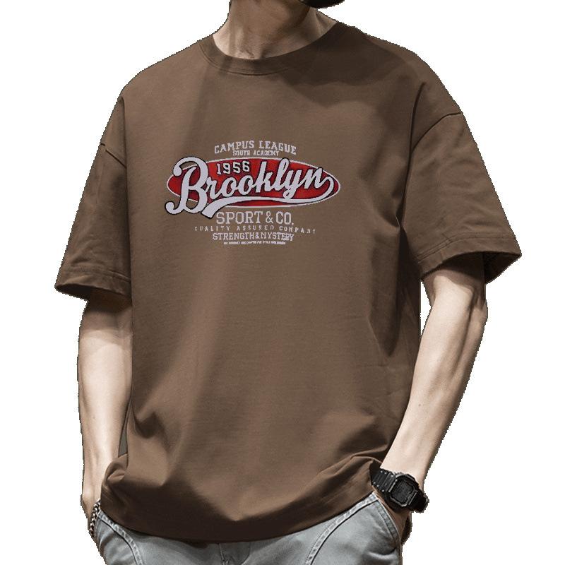 Simple T-shirt Men's print Summer Trendy Printed Cotton Short Sleeved Loose Trendy Breathable T-shirts