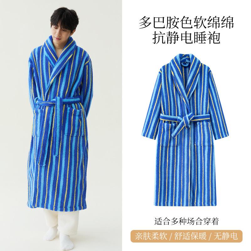 

Осень И Зима Коралловый Флис Утолщенный Красивый Флис Мужские И Женские Ночные Сорочки Удлиненные Халаты Пижамы для Пары Антистатические L