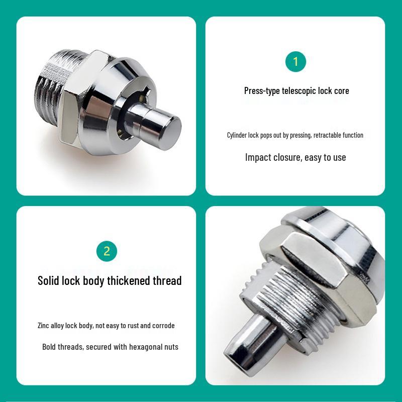 Spring-Loaded Mini Push Lock for Advertising Light Boxes and Cabinets