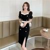 Women's skirt, new summer fashionable and elegant sexy slit pencil skirt, stylish slimming slip dress