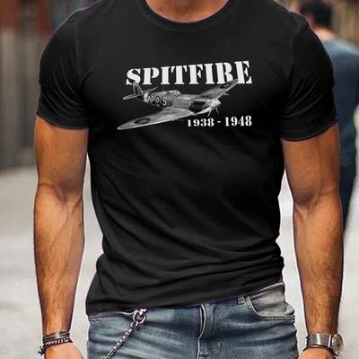 Mens Vintage 19401948 Spitfire Fighter Plane Graphic TShirt Soft Knit Fabric with Slight Stretch Regular Fit Casual Tee