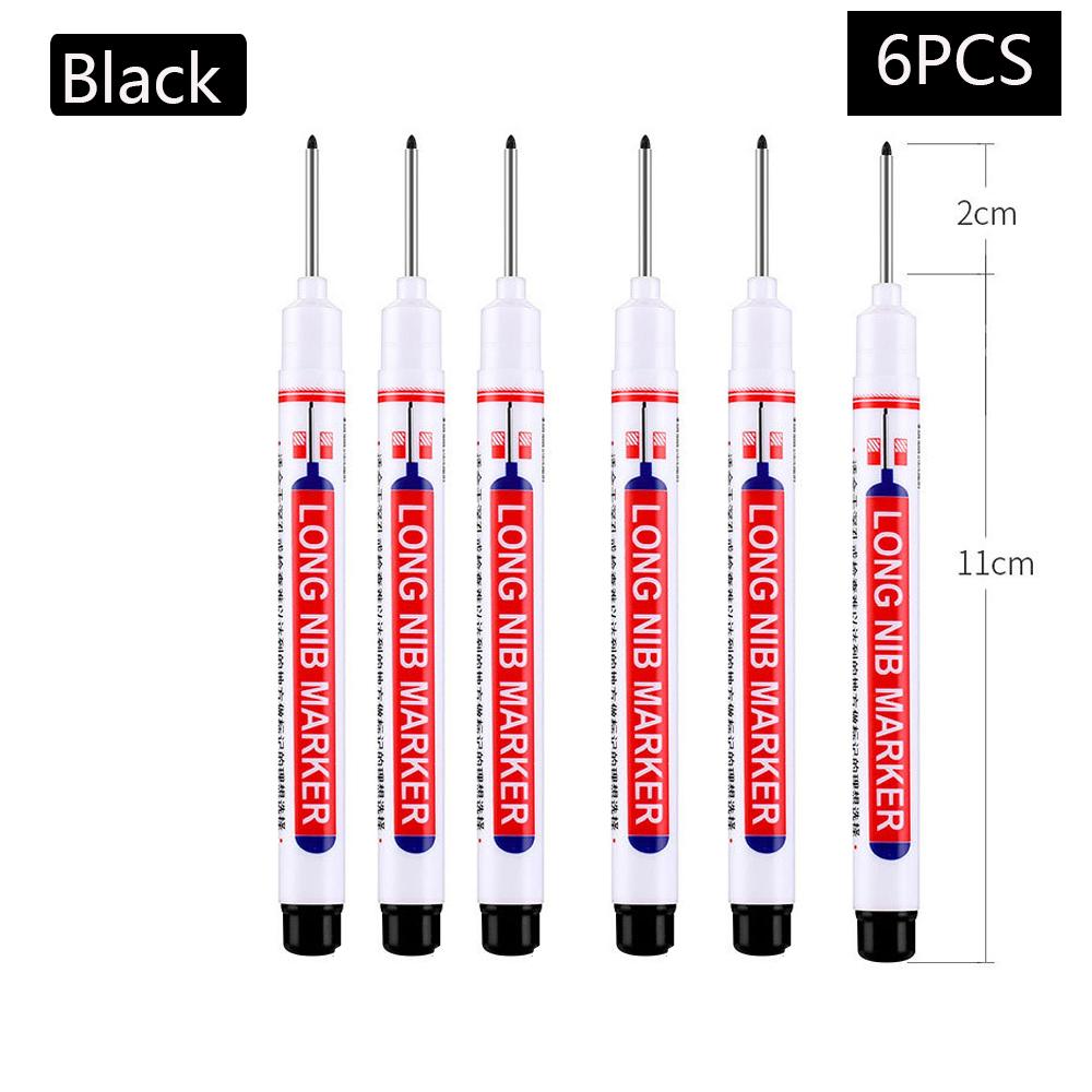 1/2/4/6/8Pcs Long Head Markers Pen Bathroom Woodworking Decoration Multi-purpose Deep Hole Marker Pens Red/Black/Blue/Green Ink