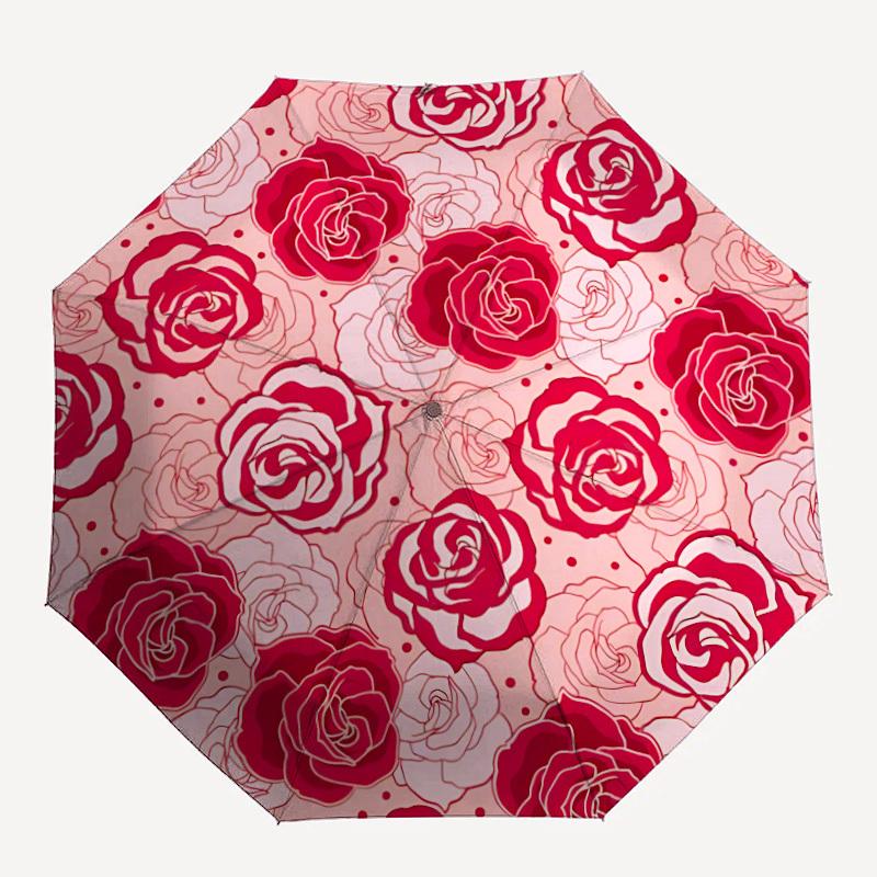 

1pc Rose Pattern Umbrella - Portable Home Essential, Durable Iron Frame with Rod Structure, Fashion Lovers yy250910096