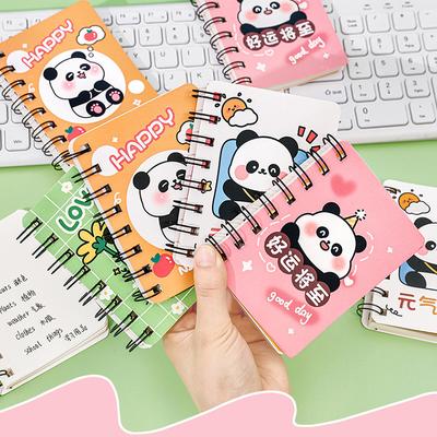 1pcs Kawaii Chubby Panda Cartoon A7 Coil Notebook 80 Pages Pocket Notepad Office School Learn Supplies Mini Kawaii Diary Journal