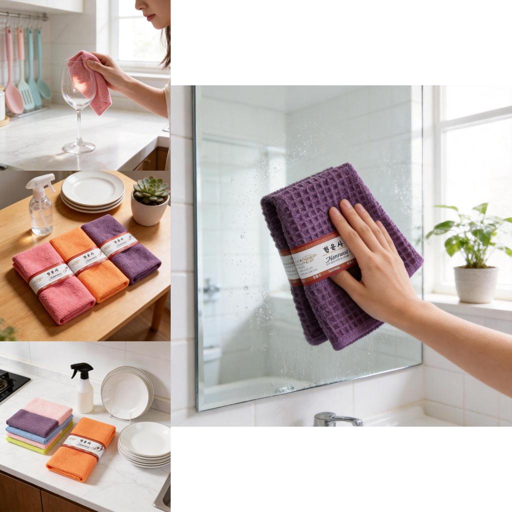 Kitchen Dish Cloth Fish Scale Edge Doublesided Water Absorber For Glasses And Surfaces