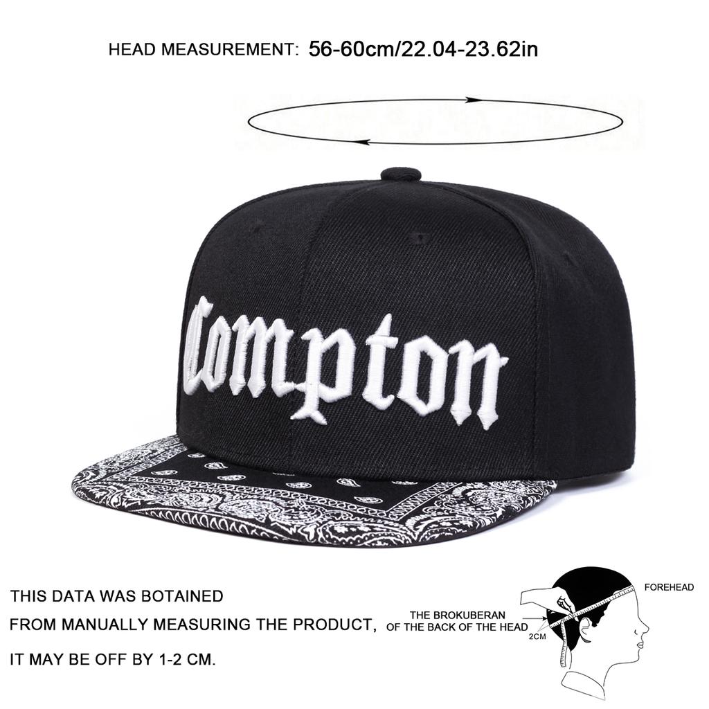 Men Letter COMPTON Embroidered Hip Hop Hat Outdoor Adjustable Sunscreen Leisure Hat Spring Autumn Travel Tourism Beach Vacation