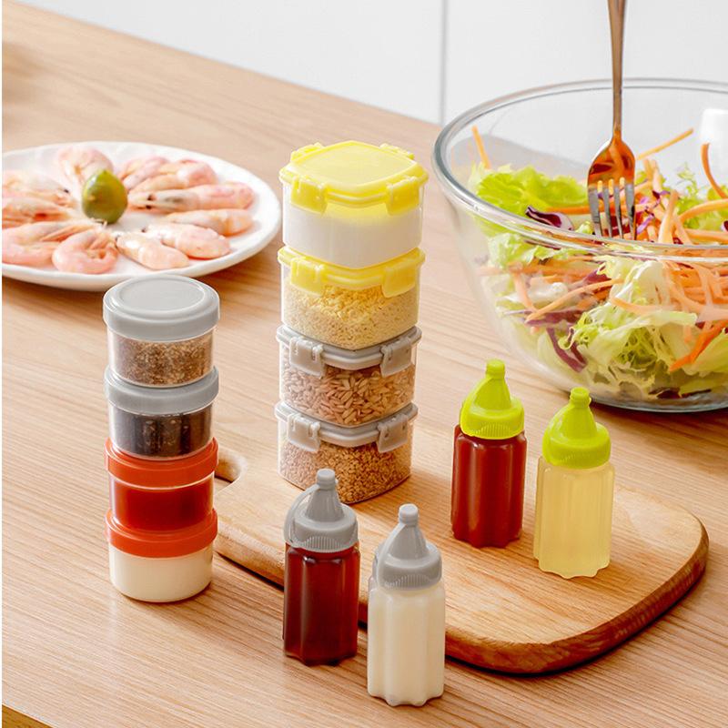 1/4Pcs Mini Plastic Sauce Squeeze Bottle Jam Extrusion Bottles Outdoor Barbecue Seasoning Bottle Set Bento Lunch Box Accessories