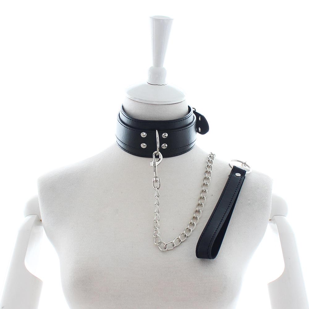 Unisex Leather Neck Collar Double Buckle with Air Holes for Role Play