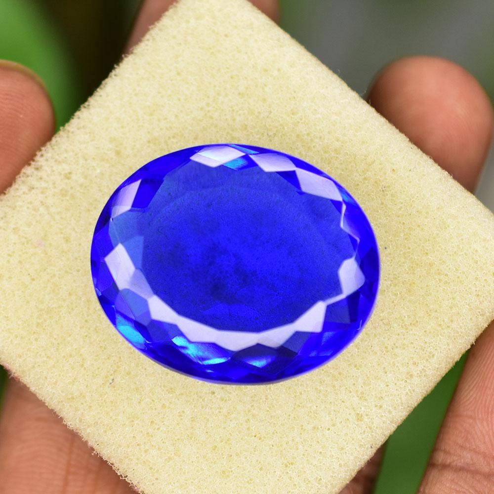 Natural Blue Tanzanite Loose Gemstone 61.35 Ct Oval Shape Flawless for Jewelry Making and Crafts