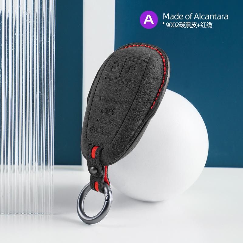 Alcantara Suede Car Key Case Cover Shell For Alfa Romeo Giulia Stelvio Mito Giulietta Brera 4C 159 Gta 147 156 Mito 166 Gt Jtd