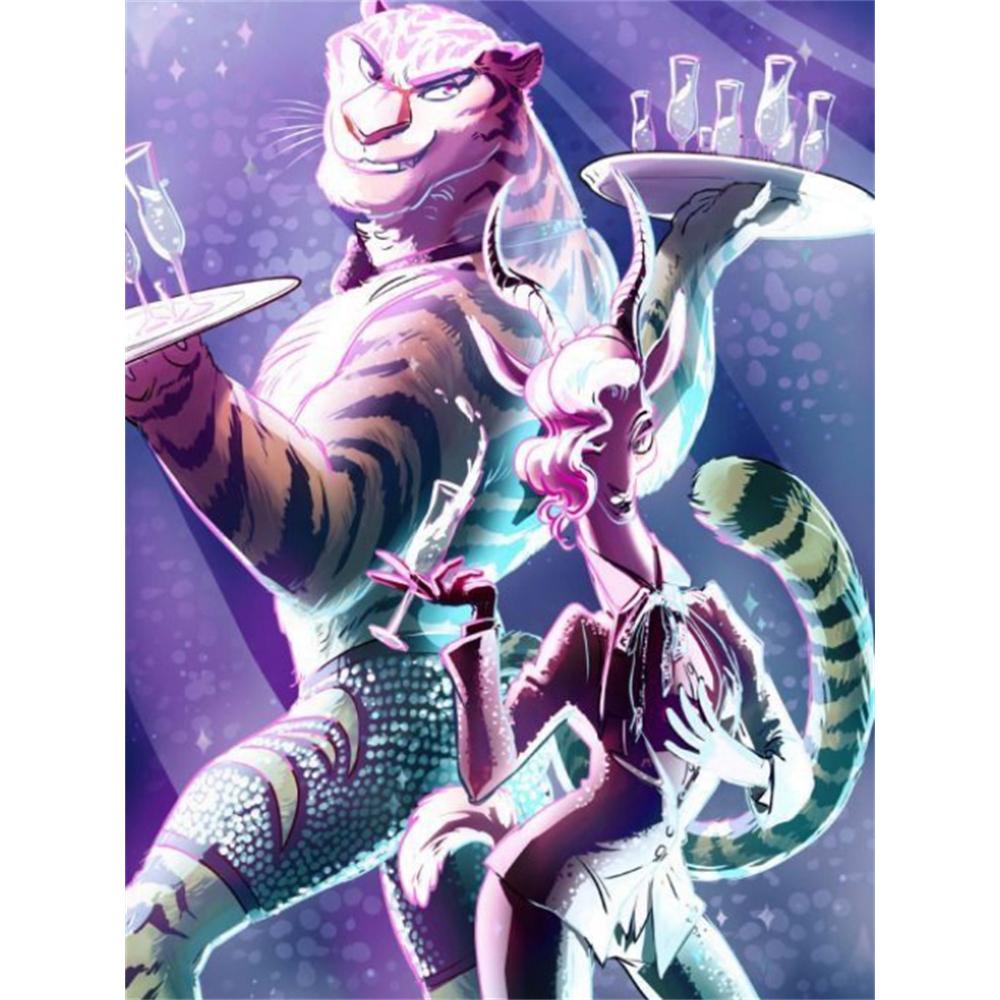 

Disney Diamond Painting Gazelle and Her Tiger Bodyguard From Zootopia5D DIY Full Round Diamond Mosaic Cartoon Embroidery Art Painting orHomeDecoration Round 20x30cm