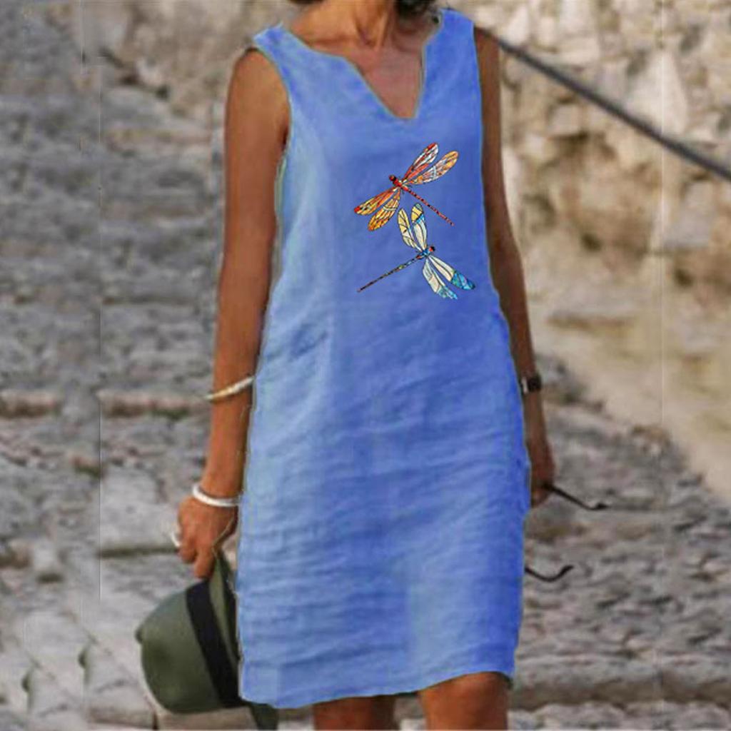 Vestido Moda Mujer Casual Sin Mangas Cuello O Mujer Vestido Moda Mujer Casual Sin Mangas Cuello O Mujer