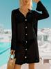 Women's Crochet Beach Cover Up Button Down Long Sleeve Cardigan Mini Dress