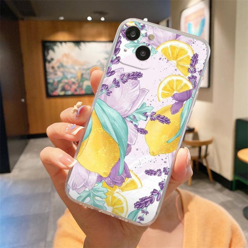 Retro Fruit Lemon Phone Case For iPhone 15 16 14 13 12 11 Pro Max 16E XS XR Max 7 8 16 Plus SE2 Soft TPU Clear Cover