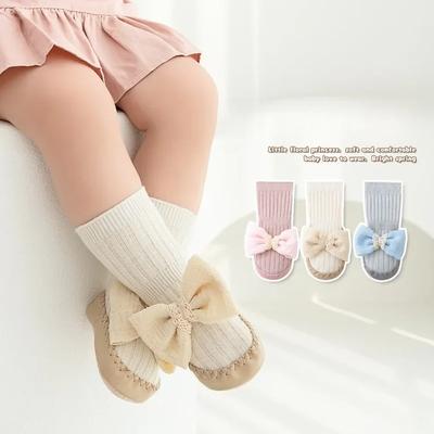 Frühling Sommer Baby Mädchen Socken Neugeborenes Baby Schleife Socken Säugling Baby Socken Rutschfest Weiche Baumwolle Bodensocken Schuhe