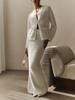 Fall Winter New Fleece Long Sleeve Cardigan and Midi Skirt Set Single-Breasted Two-Piece Outfit for Women