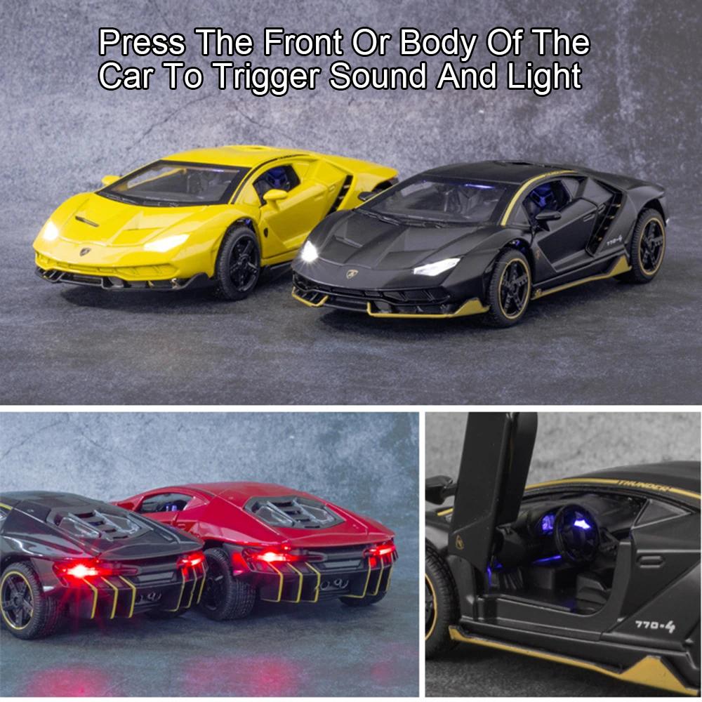 1:32 Scale Aventador LP780-4 LP770 Sports Car Model Toy Metal Diecast Pull Back Vehicles Models Toys Holiday Gifts for Kids