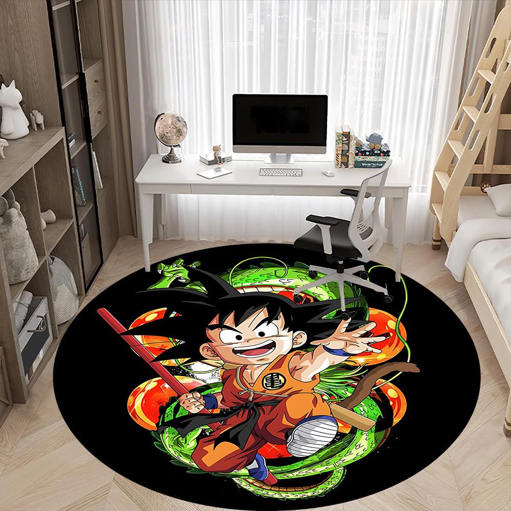 1pc Dragon Ball Z Goku Office Round Area Rug, Indoor Mat Suitable For Office,Bedroom Living Room Home Decor, Room Deco a0926163