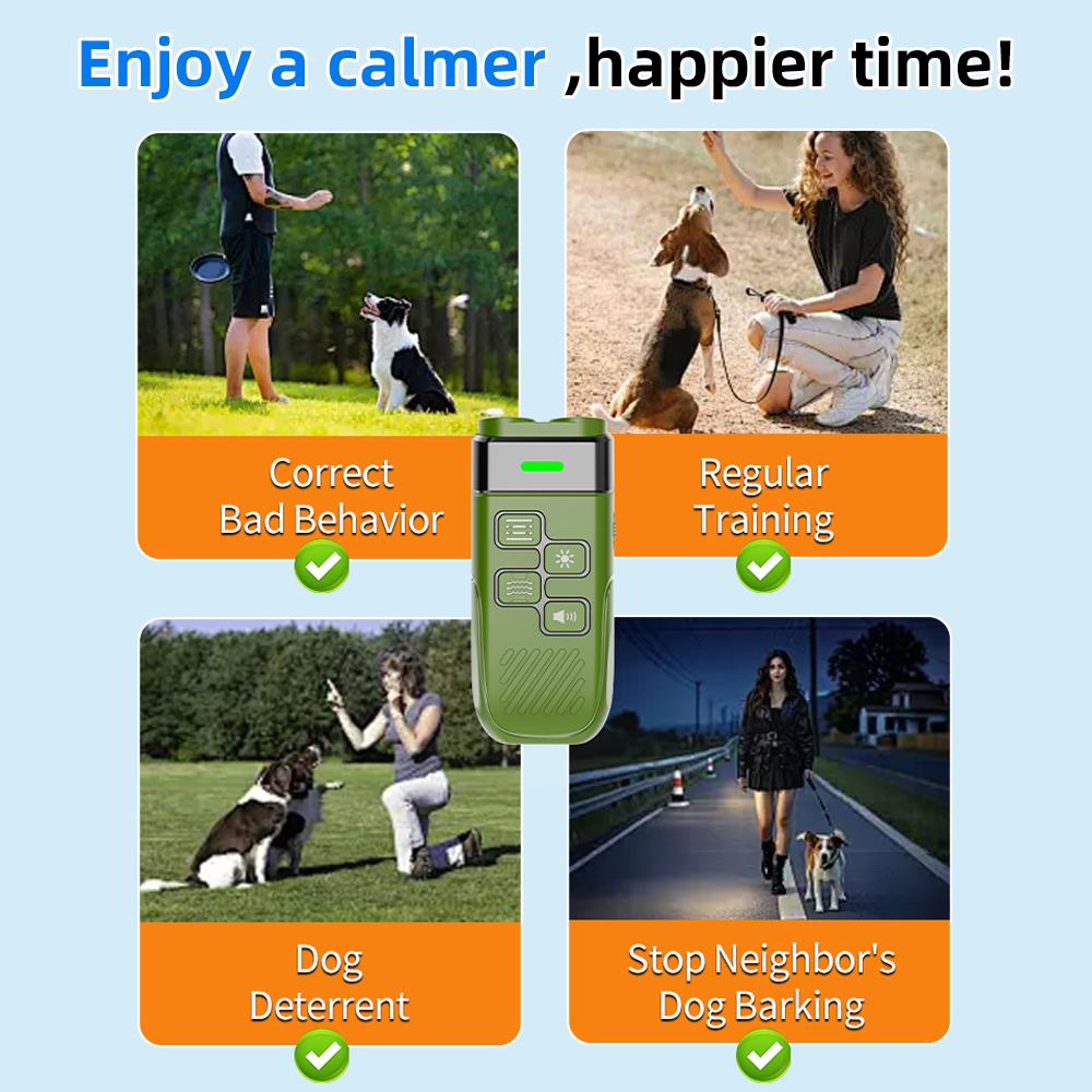 Professional Anti Barking Deterrent Ultrasonic and Light Dog Repeller Dual-action Ultrasonic and Bright Light Pets Trainer