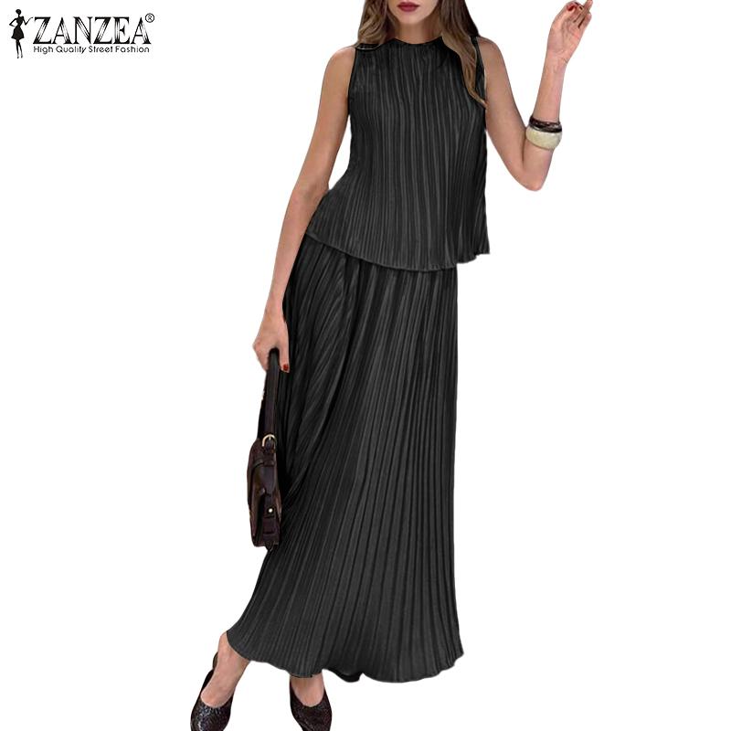 ZANZEA Women Sleeveless Vest Tops and Long Skirts Summer Two Piece Suit Sets