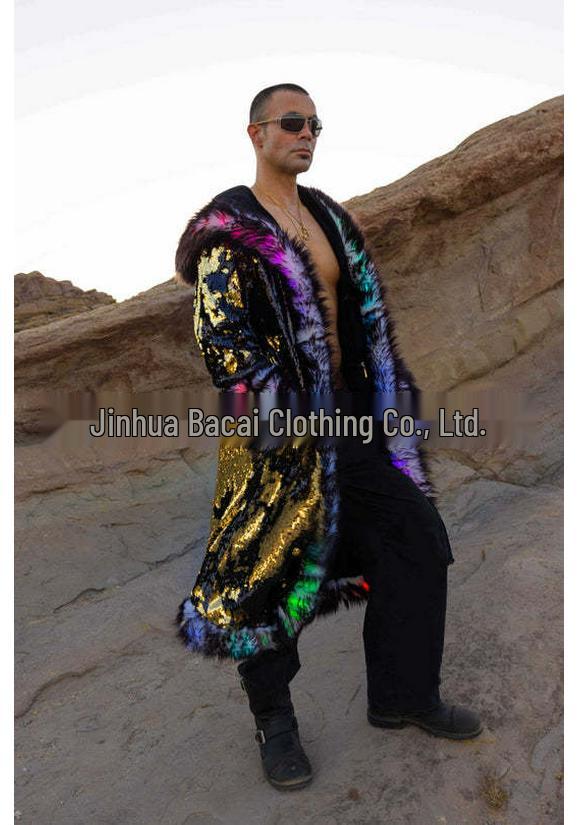 

2025 Men s LED Sequin Hooded Cosplay Costume for European and American Carnivals XS