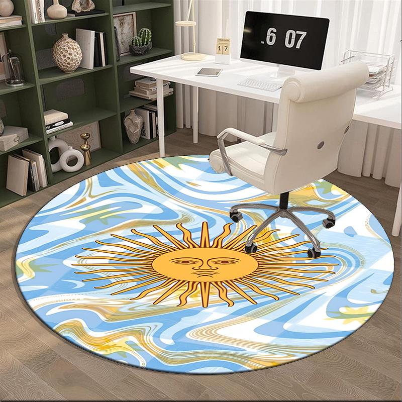 Argentina Flag Design Round Rug for Livingroom,Bedroom, Palyroom, Chair Rug, Area rug, Circle Carpet, Fan Christmas gift