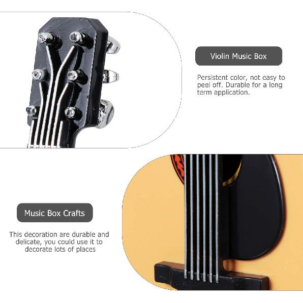 Milisten Box Music Box Mini Guitar Figurines Musical Instrument Miniature Vintage Valentines Day Mothers Day Guitar Instrument Decoration Clockwork