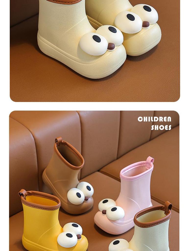 New Hot-Selling Cute Big Eyes Rain Boots for Children - Waterproof, One-Piece Design for All Seasons