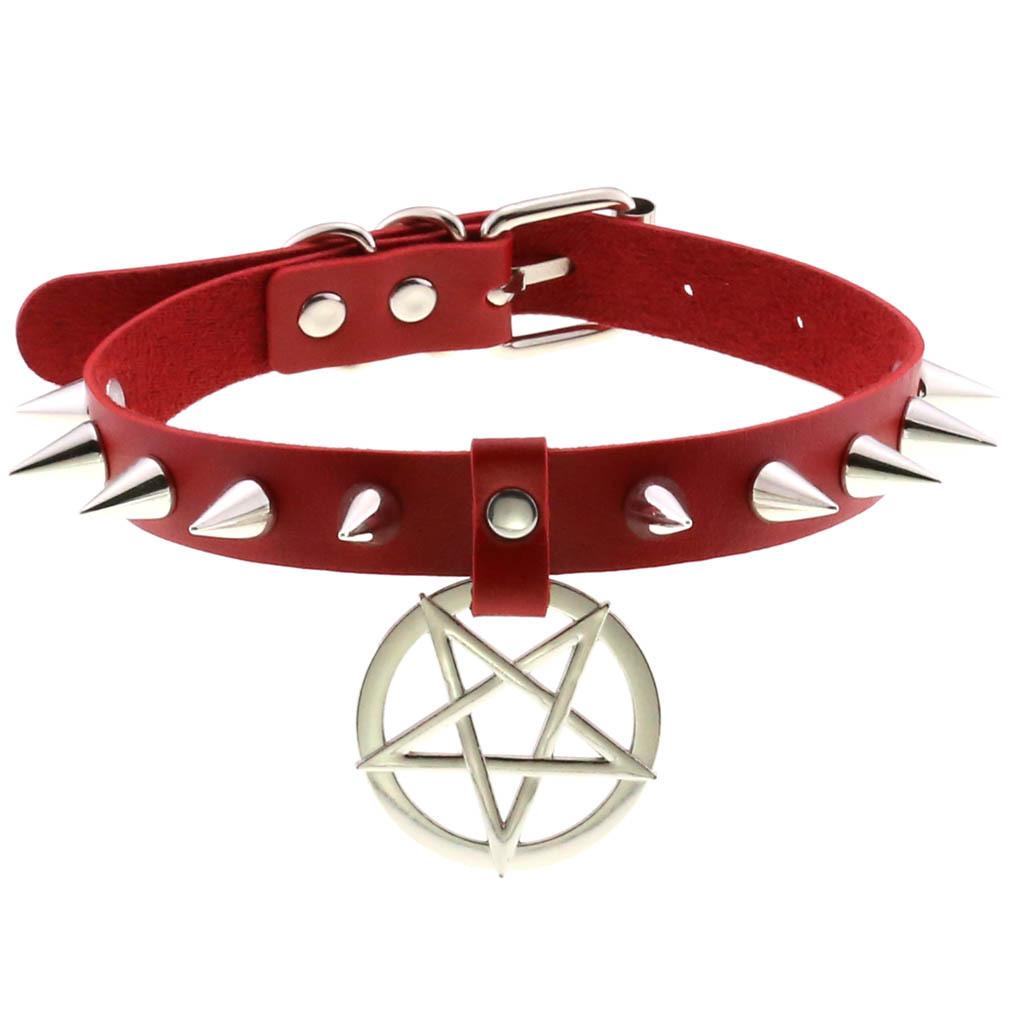 Spike Choker Necklace for Women Goth Pentagram Necklace Emo Neck Strap Cosplay Chocker Gothic Accessories