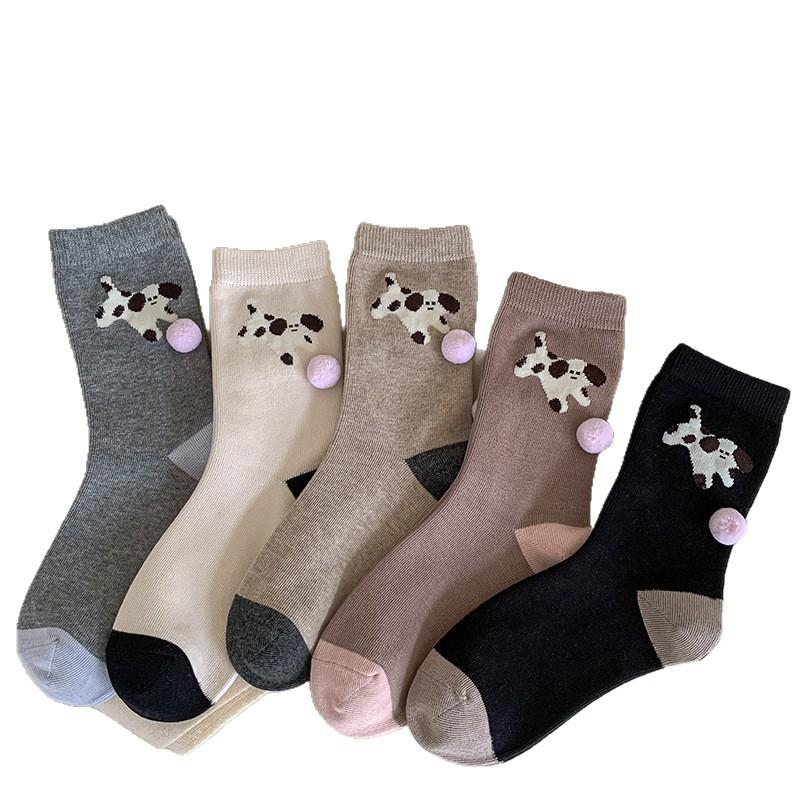 Cute and Funny Mid-calf Socks for Women's Fashion In Autumn, Cute and Funny Puppy Cartoon Animal Pile Socks