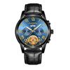 Orologio da uomo FenZun con Tourbillon Volante Nero e Cinturino in Acciaio con Diamanti Neri