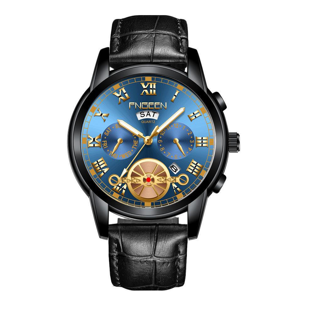 Orologio da uomo FenZun con Tourbillon Volante Nero e Cinturino in Acciaio con Diamanti Neri
