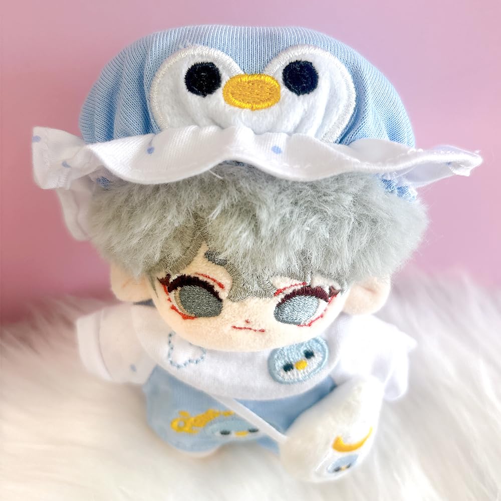Baby Penguin Plush Clothes [Hat, Romper, Bib, and Baby Bottle Set] for 10cm Plush Toy, Kigurumi, Accessories, Otaku, Doll, Mascot, K-Pop Doll,