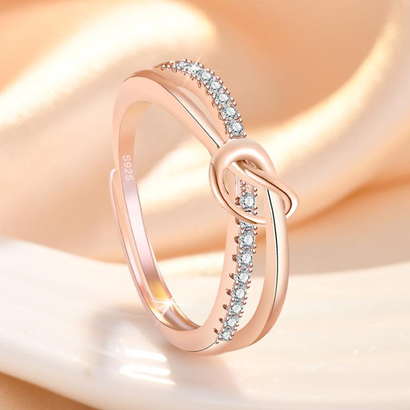 

Ladies Knot Crystal Adjustable Open Rings Jewelry one size