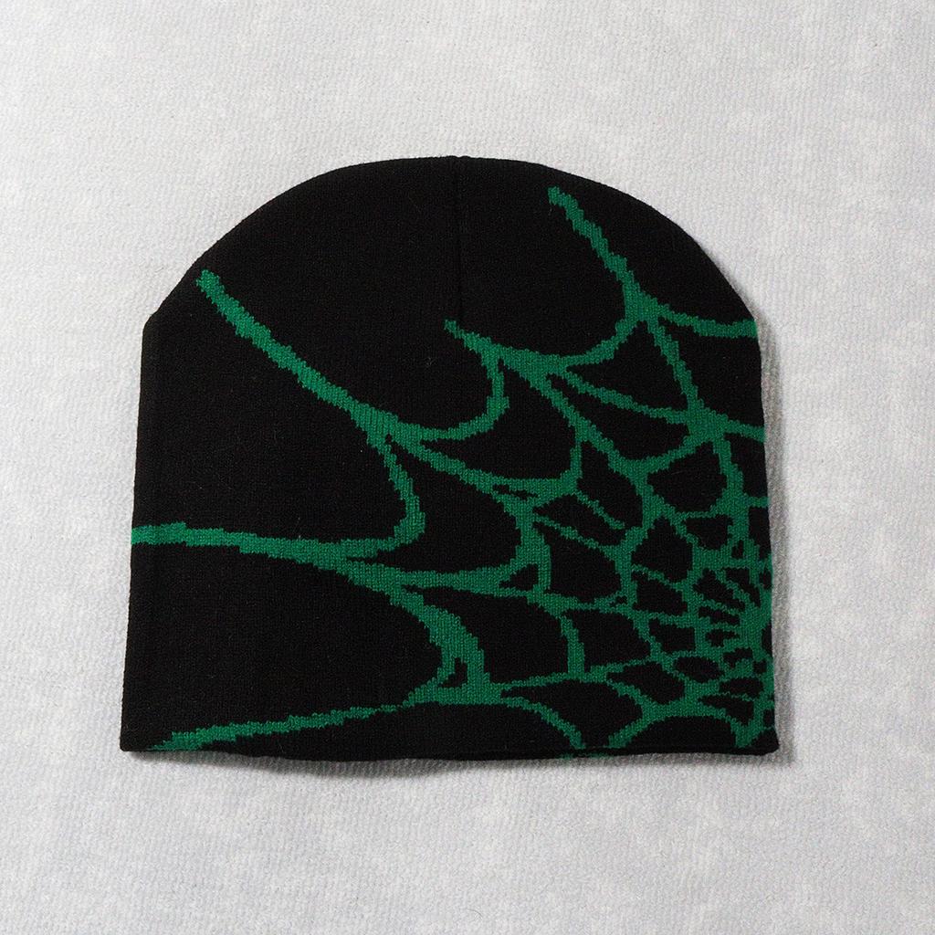 Hot-selling Y2K Spiderweb Knitted Hat European American Style Trendy Winter Beanie Jacquard Pattern 48-50cm Head Circumference