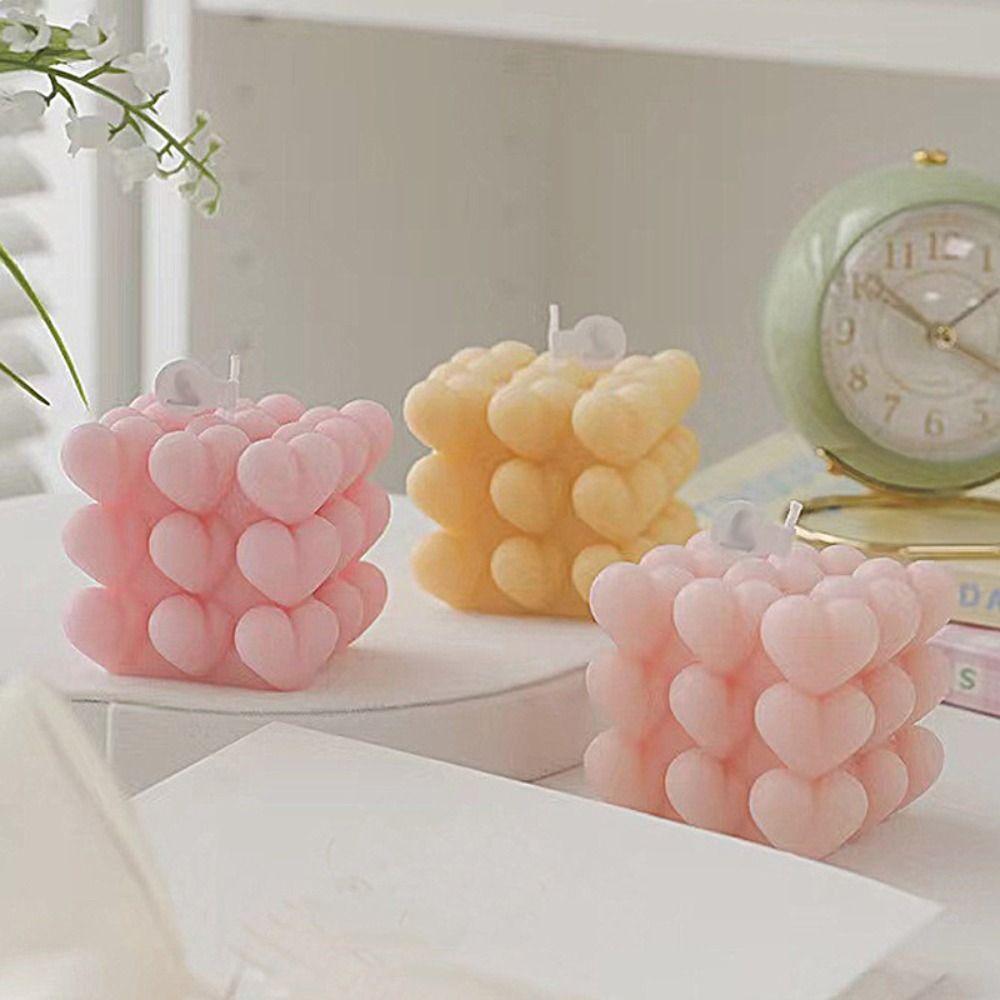 3D Love Cube Mold Heart-shaped Soap Mold DIY Candle Mould  Candle Making