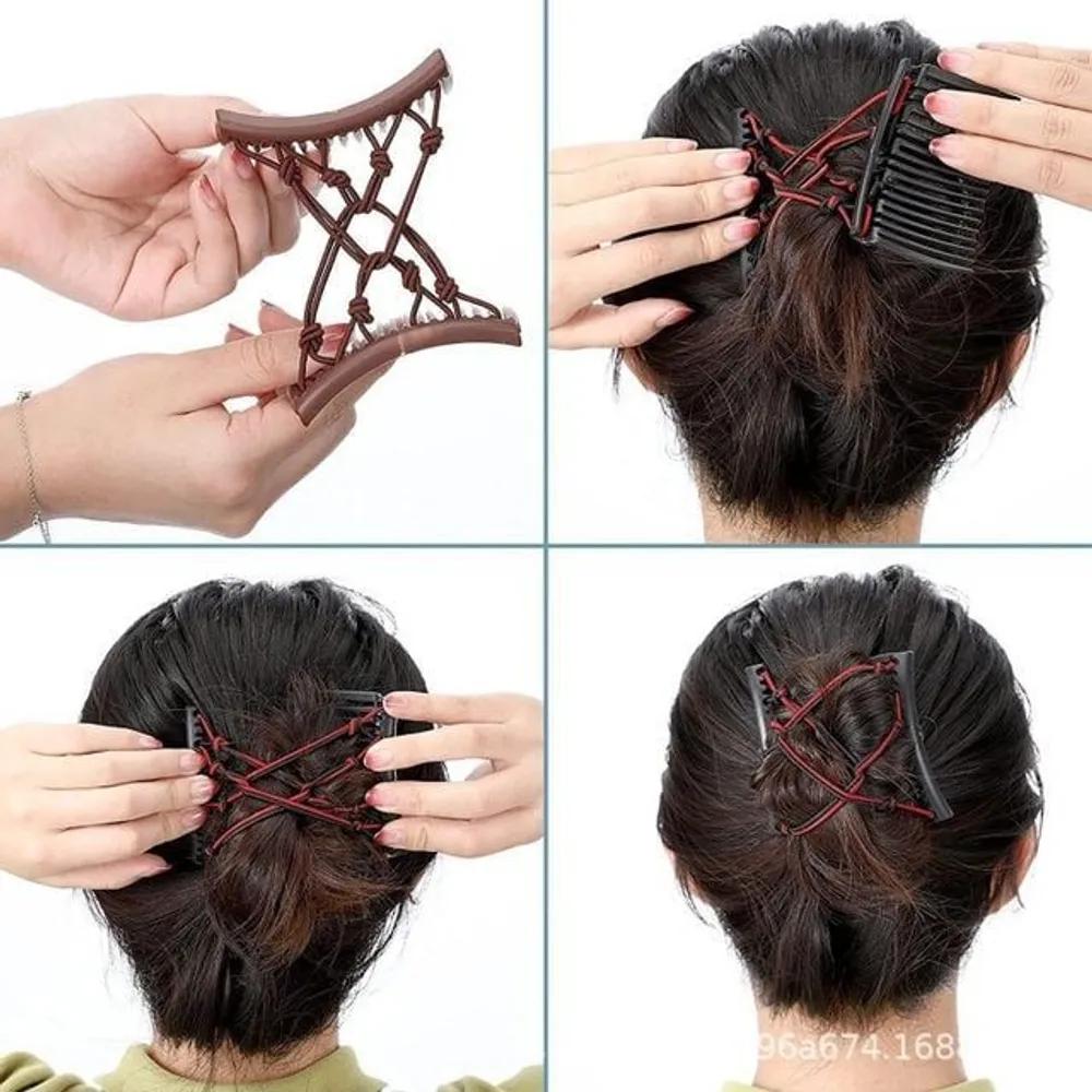 Upstyling hair clip, goddess updo, half-updo, hair clip, comb brown