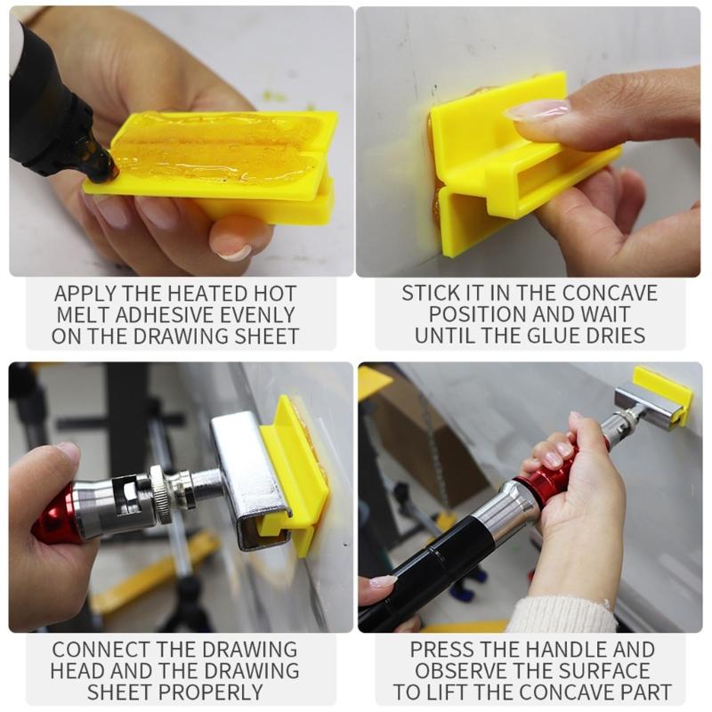 4 Peças Ferramenta de Remoção de Amassados Puxador de Amassados Colas Folha Ferramenta de Manutenção Automotiva Folha de Puxar para Remoção de Amassados Ferramenta de Reparo de Amassados