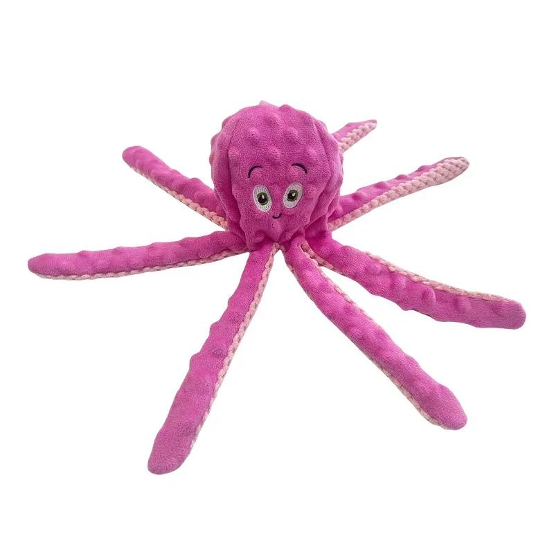 Eco-Friendly Wool Interactive Tough Octopus Chew Plush Durable Funny Dog Playing Stuffed Toy (Purple,32*10.5CM) фиолетовый