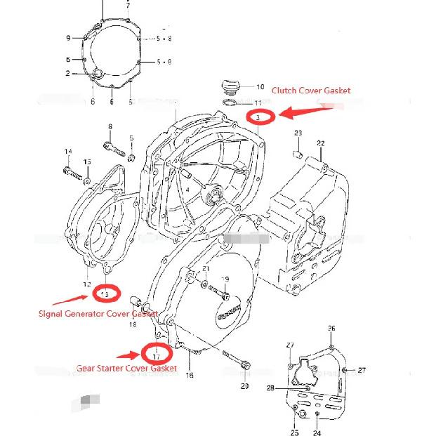Motorcycle Engine Stator Signal Generator Clutch Cover Gasket For Suzuki GSF600 S Bandit 600 96-03 GSXR750 GSX-R750 1986-1992