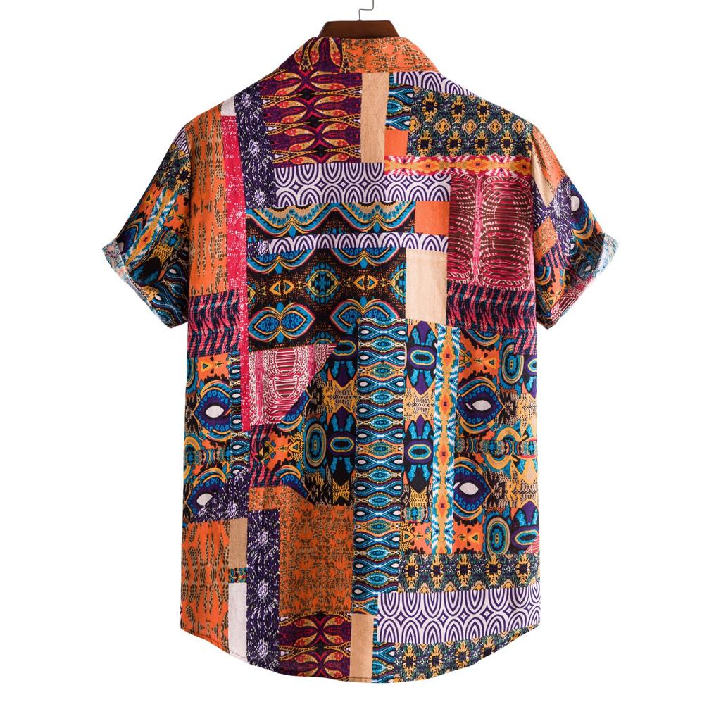 Summer Plus Size Men's Casual Fashion 3D Digital Printed Short Sleeve Shirt