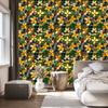 Wallpaper Stained Glass Flowers Gold and Yellow for Living Room and Bedroom 50x1000