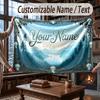 Mountain Landscape Theme Throw Blanket Custom Name Text Personalized Blanket Soft Cozy Blanket for Home Sofa Bed