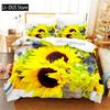 Sonnenblumen Bettwäsche Set Gelb Pflanze Blumen Bettbezug Botanische Landschaft Steppdeckenbezug Mädchen Frauen Schlafzimmer Wunderschöne Dekorationen