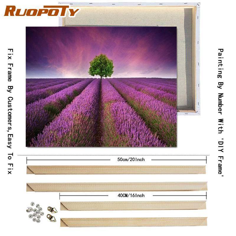 RUOPOTY Painting By Number Lavender Landscape Handpainted Unique Gift Picture Coloring By Numbers Balloon Children's Room Decor