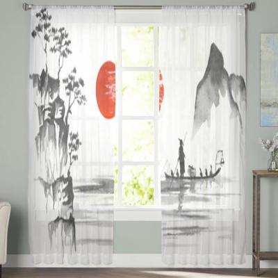 Traditionelle japanische Malerei, durchsichtige Vorhänge, Schlafzimmer-Voile-Vorhang, Wohnzimmer, Fenster, durchsichtige Vorhänge, Küche, Tüll-Vorhänge