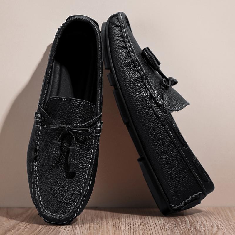 Freizeitschuhe Herren Bequem Echtes Leder Herren Quasten-Loafer Handgefertigtes Design Flats Sneakers Slipper Lazy Driving Marke Herren