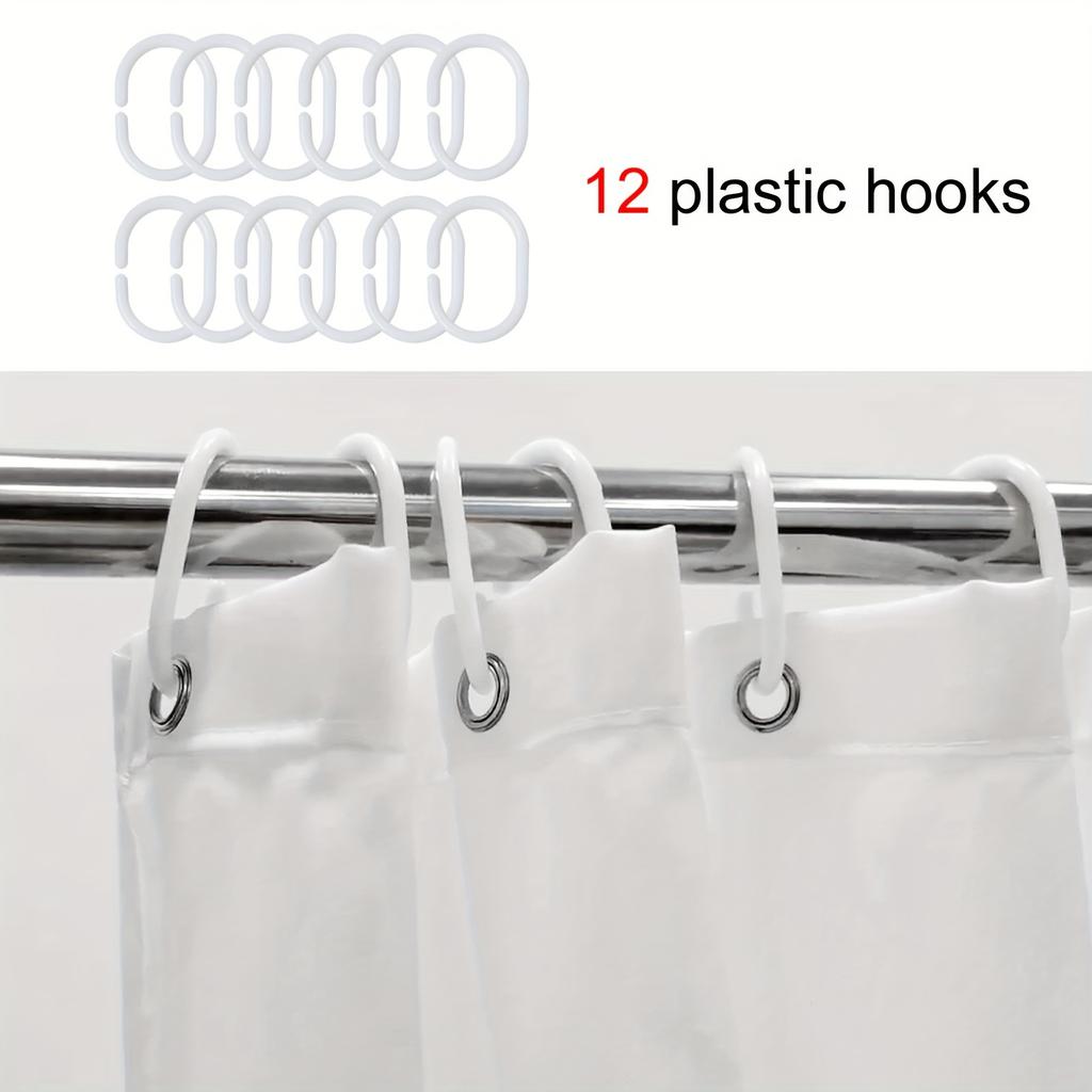 4Pcs Bathroom Shower Curtain Set Blue Mid-CenturyBathroom Curtain With 12 Hooks Non Slip Rugs Toilet Cover Mat Bathroom Partition